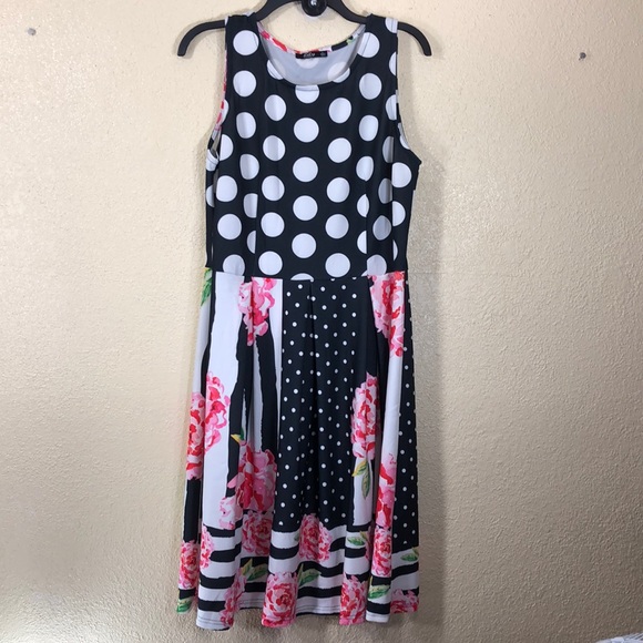 Lily By Firmiana Dresses Lily By Firmiana Dress Floral Black White L Dots Poshmark